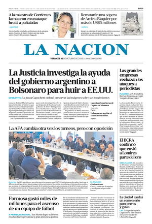 Prima pagina La Nacion di oggi - Quotidiano estero