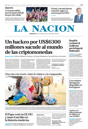 Prima pagina La Nacion di oggi - Quotidiano estero