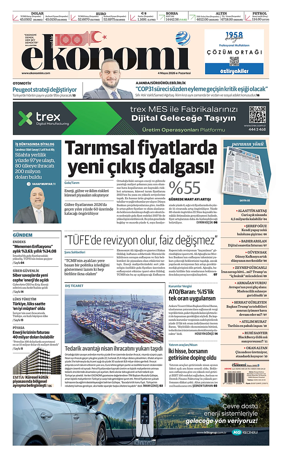Nasıl Bir Ekonomi bugünkü birinci sayfası - Türkiye basını 4 Mayıs 2026