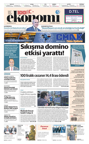 Bugünkü Nasıl Bir Ekonomi manşeti ve ilk sayfası - ekonomi gazetesi