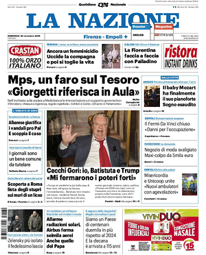 Prima pagina La Nazione di oggi - Quotidiano regionale