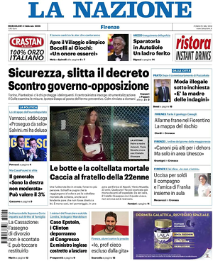 Prima pagina La Nazione di oggi - Quotidiano regionale