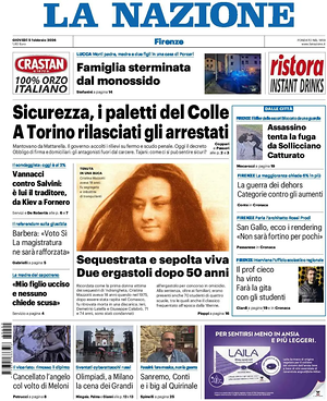 Prima pagina La Nazione di oggi - Quotidiano regionale