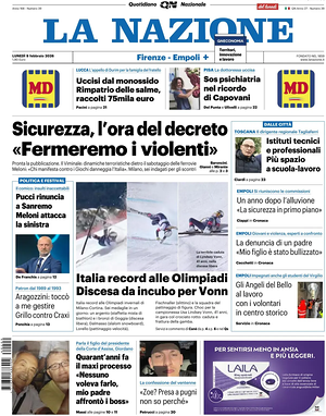 Prima pagina La Nazione di oggi - Quotidiano regionale