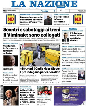Prima pagina La Nazione di oggi - Quotidiano regionale