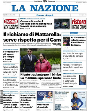 Prima pagina La Nazione di oggi - Quotidiano regionale