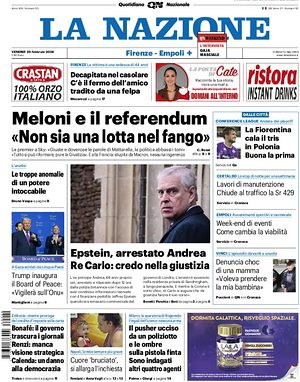 Prima pagina La Nazione di oggi - Quotidiano regionale