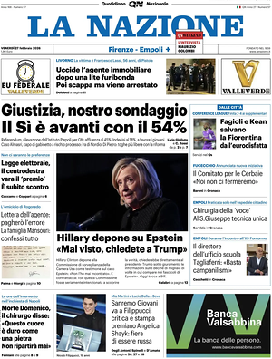 Prima pagina La Nazione di oggi - Quotidiano regionale