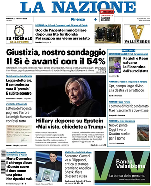 Prima pagina La Nazione di oggi - Quotidiano regionale