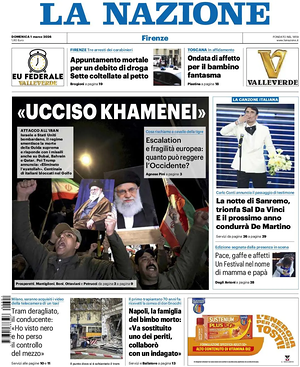 Prima pagina La Nazione di oggi - Quotidiano regionale