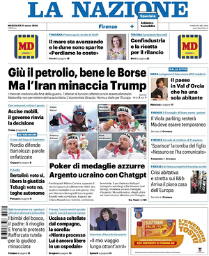Prima pagina La Nazione di oggi - Quotidiano regionale