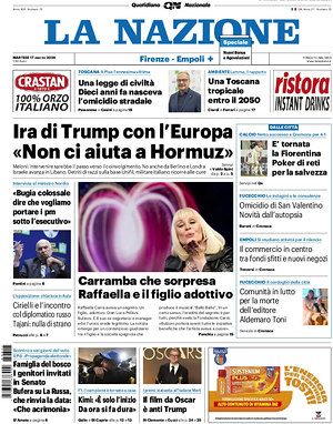 Prima pagina La Nazione di oggi - Quotidiano regionale