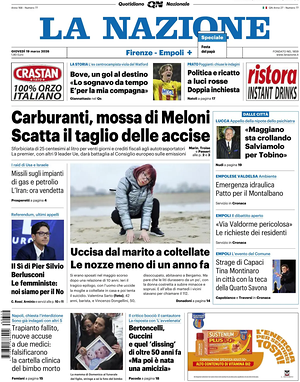 Prima pagina La Nazione di oggi - Quotidiano regionale