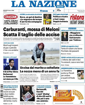 Prima pagina La Nazione di oggi - Quotidiano regionale