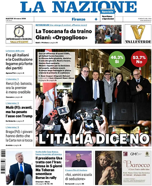Prima pagina La Nazione di oggi - Quotidiano regionale