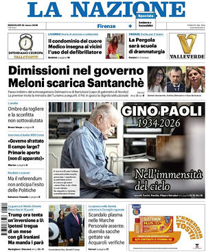 Prima pagina La Nazione di oggi - Quotidiano regionale