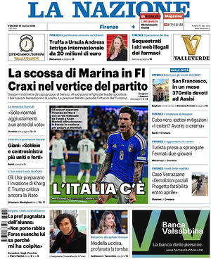 Prima pagina La Nazione di oggi - Quotidiano regionale