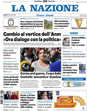 Prima pagina La Nazione di oggi - Quotidiano regionale