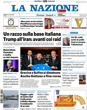 Prima pagina La Nazione di oggi - Quotidiano regionale