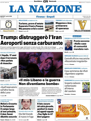 Prima pagina La Nazione di oggi - Quotidiano regionale