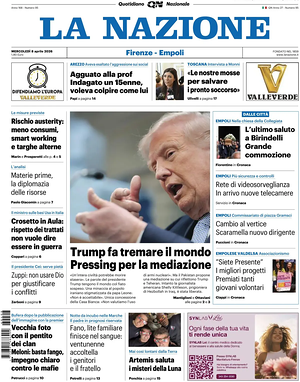 Prima pagina La Nazione di oggi - Quotidiano regionale
