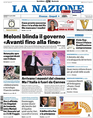Prima pagina La Nazione di oggi - Quotidiano regionale