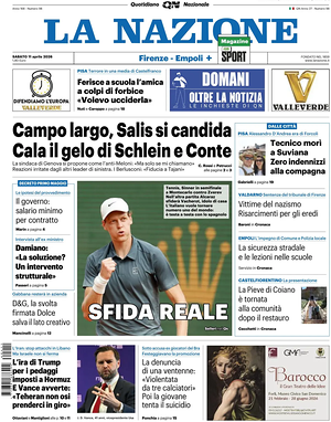 Prima pagina La Nazione di oggi - Quotidiano regionale