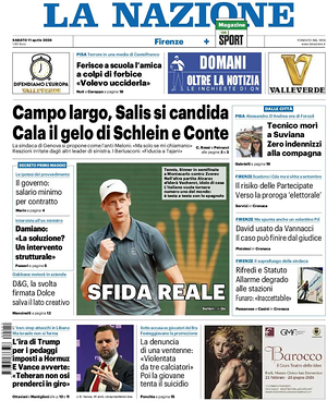 Prima pagina La Nazione di oggi - Quotidiano regionale