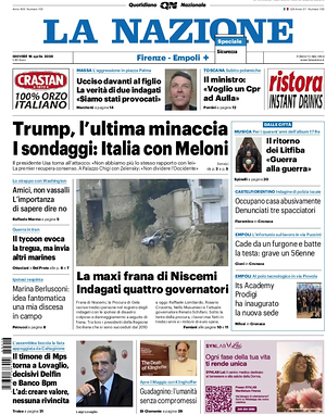 Prima pagina La Nazione di oggi - Quotidiano regionale