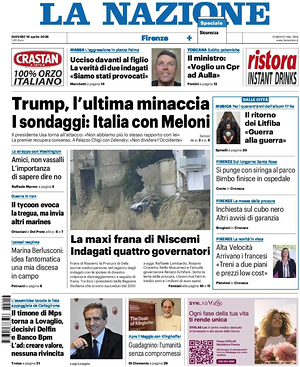 Prima pagina La Nazione di oggi - Quotidiano regionale