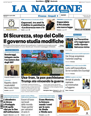 Prima pagina La Nazione di oggi - Quotidiano regionale