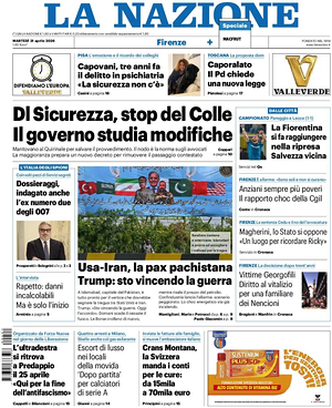 Prima pagina La Nazione di oggi - Quotidiano regionale