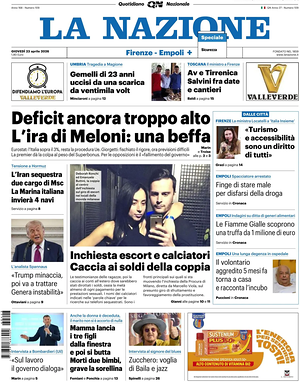 Prima pagina La Nazione di oggi - Quotidiano regionale