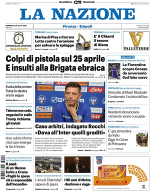 Prima pagina La Nazione di oggi - Quotidiano regionale