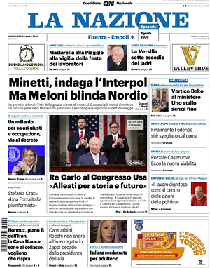 Prima pagina La Nazione di oggi - Quotidiano regionale
