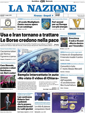 Prima pagina La Nazione di oggi - Quotidiano regionale