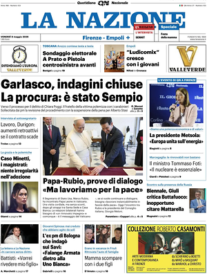 Prima pagina La Nazione di oggi - Quotidiano regionale
