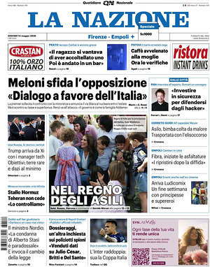 Prima pagina La Nazione di oggi - Quotidiano regionale