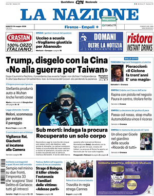 Prima pagina La Nazione di oggi - Quotidiano regionale