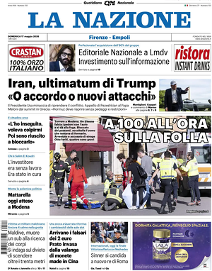 Prima pagina La Nazione di oggi - Quotidiano regionale
