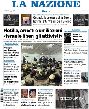 Prima pagina La Nazione di oggi - Quotidiano regionale