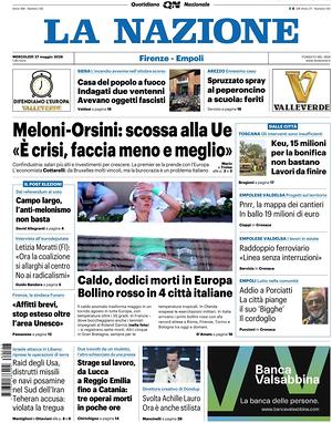 Prima pagina La Nazione di oggi - Quotidiano regionale