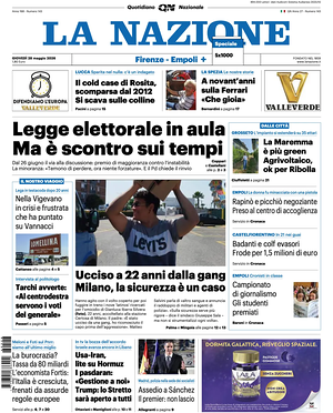 Prima pagina La Nazione di oggi - Quotidiano regionale