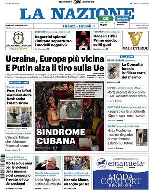 Prima pagina La Nazione di oggi - Quotidiano regionale