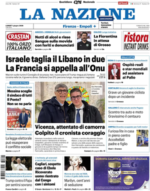 Prima pagina La Nazione di oggi - Quotidiano regionale