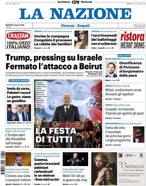Prima pagina La Nazione di oggi - Quotidiano regionale
