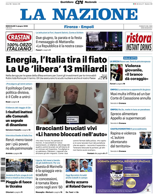 Prima pagina La Nazione di oggi - Quotidiano regionale