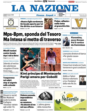 Prima pagina La Nazione di oggi - Quotidiano regionale