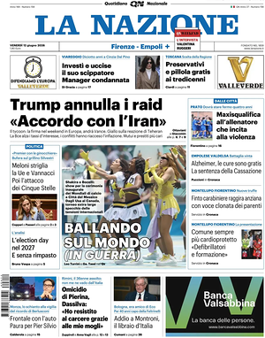 Prima pagina La Nazione di oggi - Quotidiano regionale
