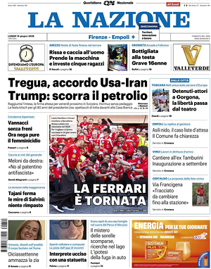 Prima pagina La Nazione di oggi - Quotidiano regionale